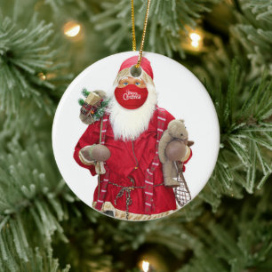 Jultomten Ansikte Mask Julgransprydnad Keramik