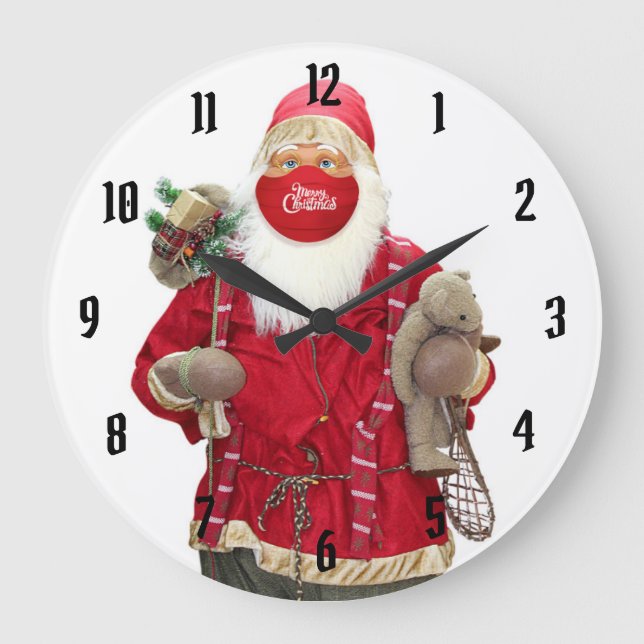 Jultomten Ansikte Mask Stor Klocka (Framsida)