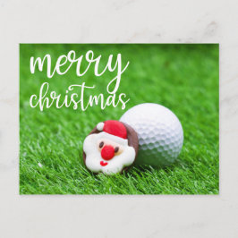 Jultomten Ansikte med golf boll på grönt Vykort