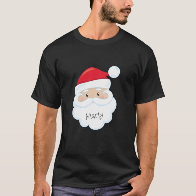 Jultomten Ansikte med Namn om Beard T Shirt (Framsida)