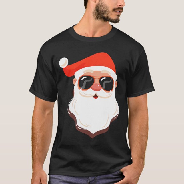 Jultomten Ansikte solar med Hat Beard Roligt Krist T Shirt (Framsida)
