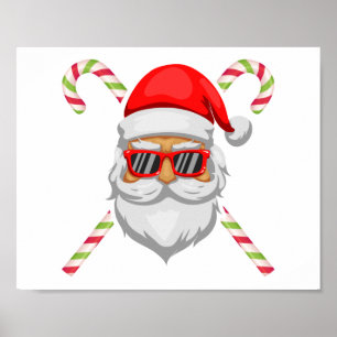 Jultomten ansikte solglasögon sötad käpp poster