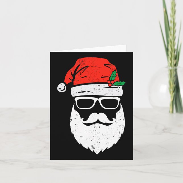 Jultomten Ansikte solklungar med Hat Beard-jul Kort (Framsida)