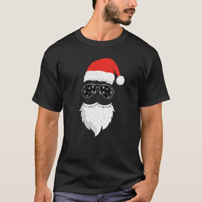 Jultomten Ansikte Sunglass med Beard-jul M T Shirt (Framsida)