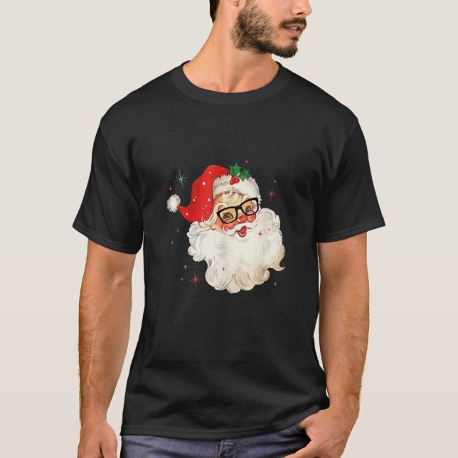 Jultomten Ansikte Sunglass med Hat Beard Christm T Shirt (Framsida)