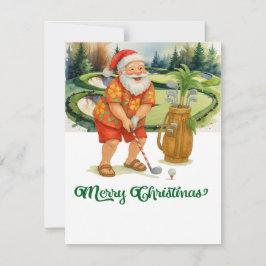 Jultomten är Golfing God jul Julkort