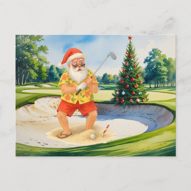 Jultomten är guldjul i juli vykort (Framsida)