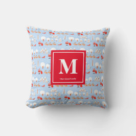 Jultomten är på väg mot Rener Monogram V3 Red Kudde