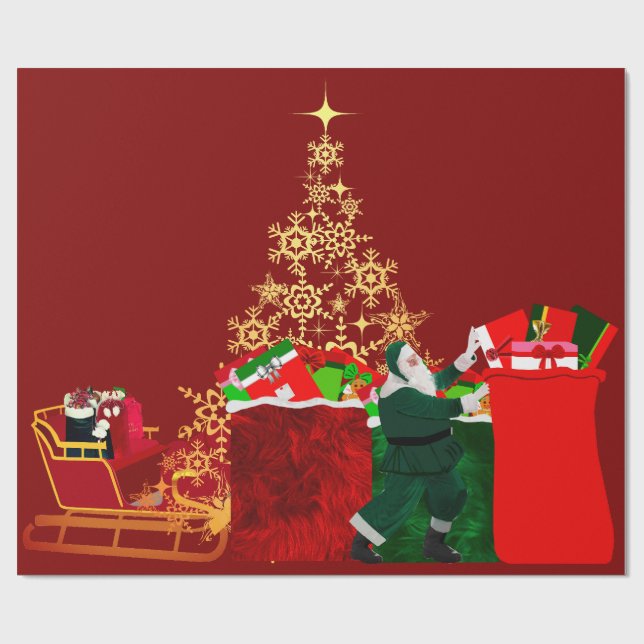 Jultomten är på väg till Papper om självrödning Presentpapper (Platt)