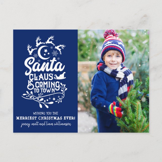 Jultomten är på väg till Town Photo jul Helg Vykort (Framsida)