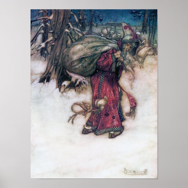 Jultomten, Arthur Rackham Illustration Poster (Framsidan)