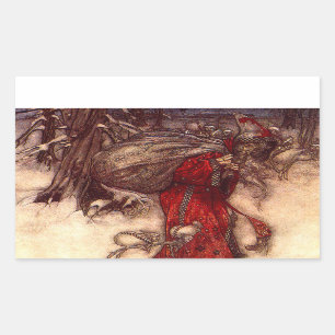 Jultomten Arthur Rackham Rektangulärt Klistermärke