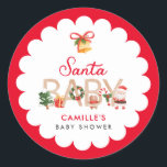 jultomten Baby Shower Runt Klistermärke<br><div class="desc">Upptäck ett förtjusande sätt att sprida helgdag till jultomten. Perfekt för babydusch inbjudan eller försegling av skyddshöljen,  dessa charmerande klistermärken tillför en magisk beröring till firande. Låt varje detalj stämma överens med säsongens anda! Matchande föremål i jultomten.</div>