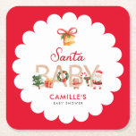 jultomten Baby Shower Underlägg Papper Kvadrat<br><div class="desc">Önska dina gäster den här julsäsongen med vår julklapp Pappra Underlägg i Santa Baby. De här underläggen är perfekten till firande. Hur söta de än är,  så är de säkra på att få ditt barn att duscha en att minnas. Matchande objekt i vår butik Cava Party Design.</div>