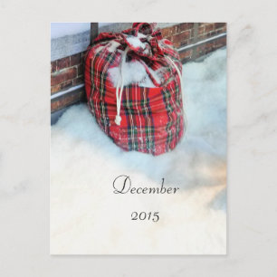 Jultomten Bag i snö, december 2015 Helg Vykort