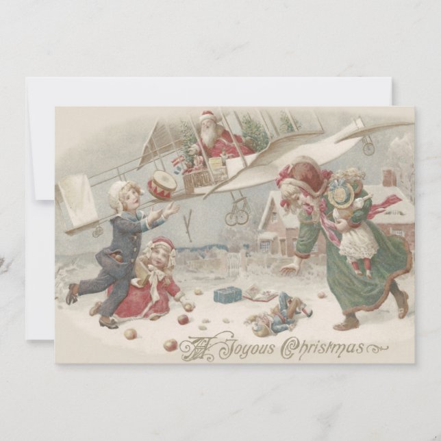 Jultomten Barn i Leksak som flyger Julgran Inbjudningar (Framsida)