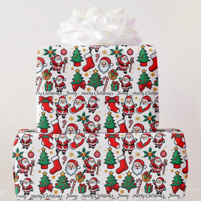 Jultomten Barnets jul Namn och Hälsning Presentpapper (Skapare uppladdad)