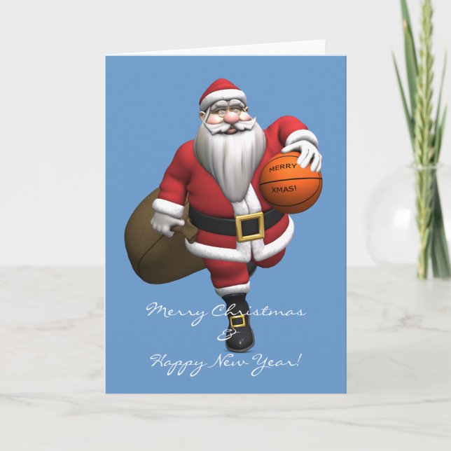Jultomten Basketball Player Helgkort (Framsida)