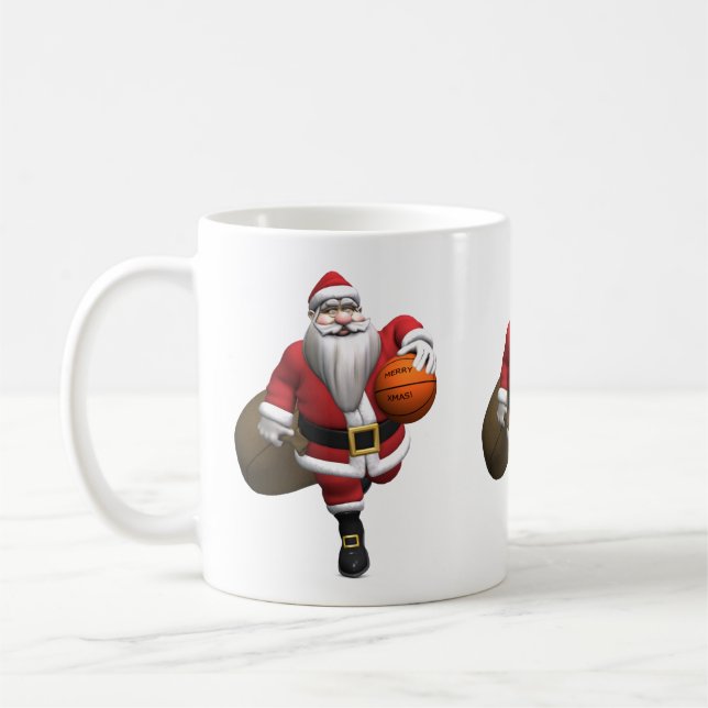 Jultomten Basketball Player Kaffemugg (Vänster)