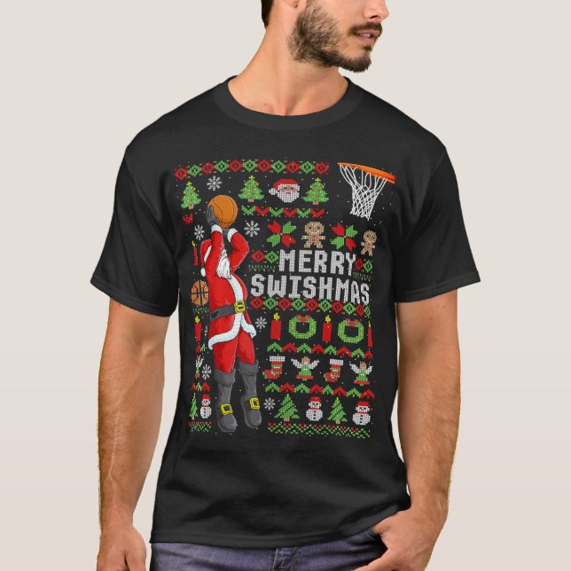 Jultomten Basketball Player - Slam dunk Ugly T Shirt (Framsida)