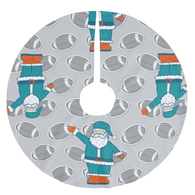 jultomten basketboll för tealblått orange julgransmatta borstad polyester (Framsidan)