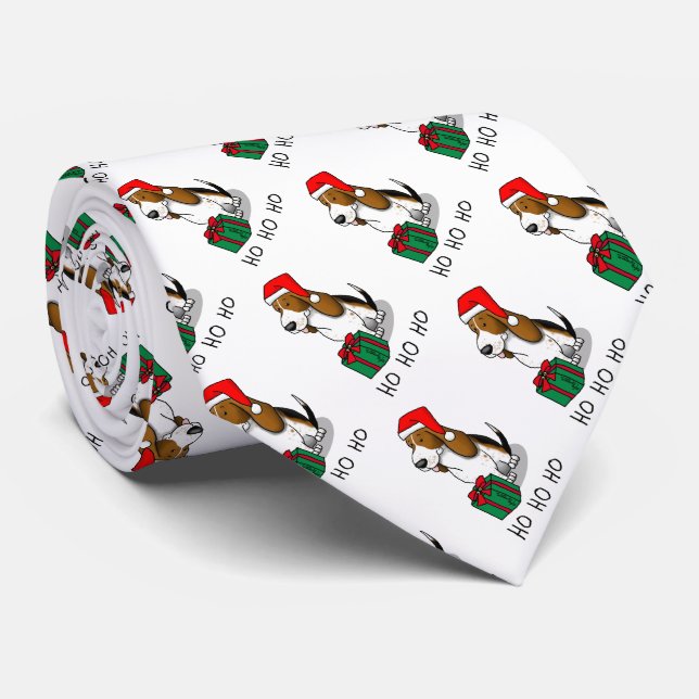 Jultomten Basset Hound (Tri färg 1) Cute Slips (Rullad)