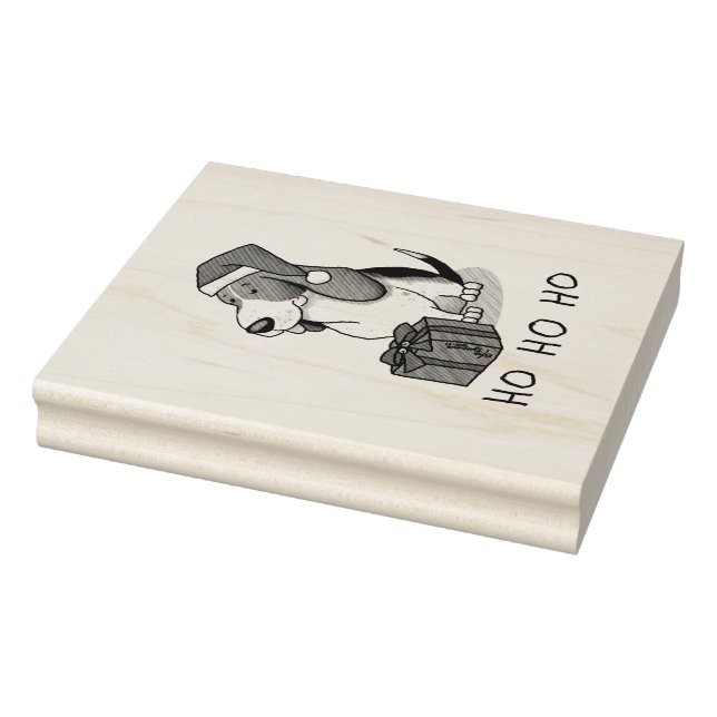 Jultomten Basset Hound (Tri färg 1) Cute Stämpel (Stämpel)