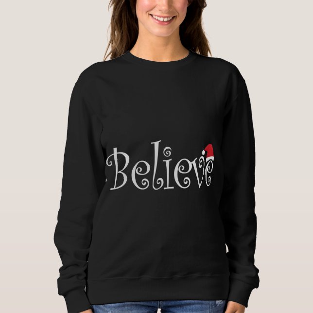 Jultomten BELIEVE God jul T Shirt (Framsida)