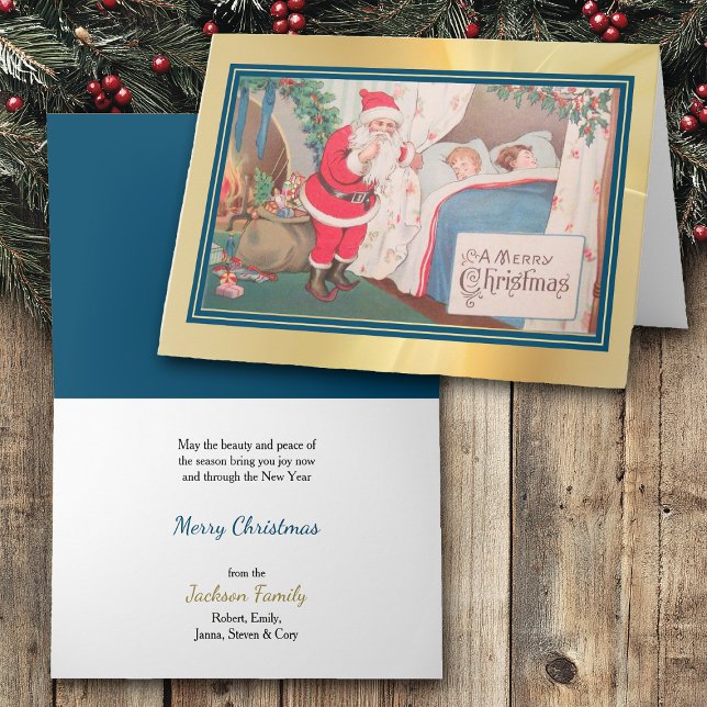 Jultomten Besök julen Vintage Kort (Skapare uppladdad)