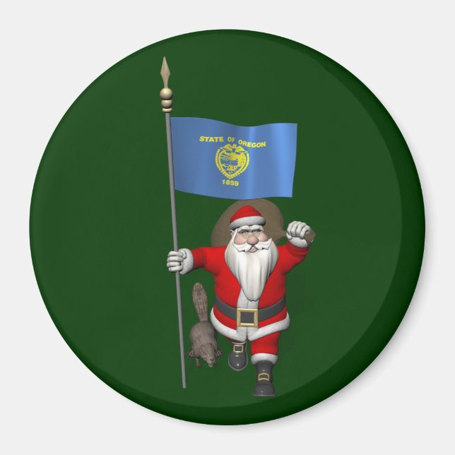 Jultomten besöker bäver-läget magnet (Framsidan)