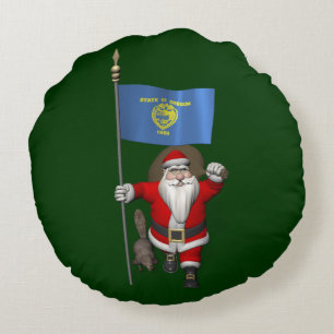 Jultomten besöker bäver-läget rund kudde