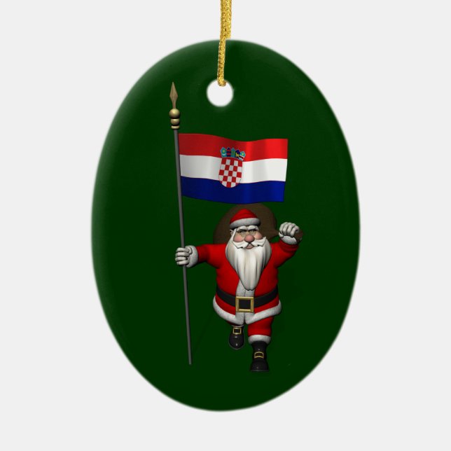 Jultomten besöker Kroatien Julgransprydnad Keramik (Framsidan)
