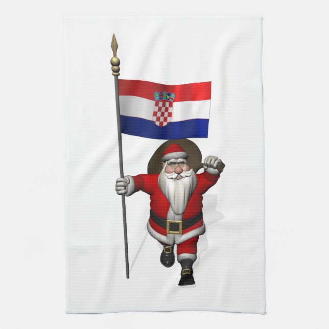 Jultomten besöker Kroatien Kökshandduk (Vertikal)