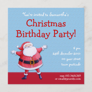 Jultomten blå julinbjudan på lördag inbjudningar