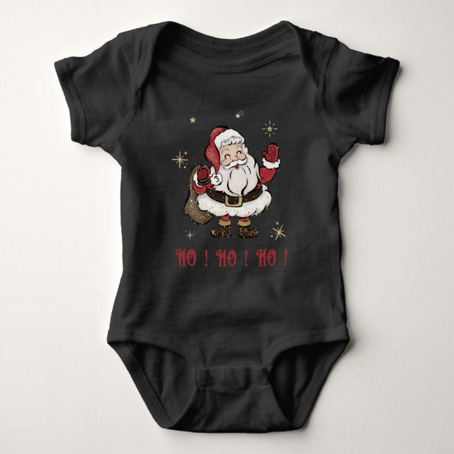 Jultomten Black Baby Bodydräkt T Shirt (Framsida)
