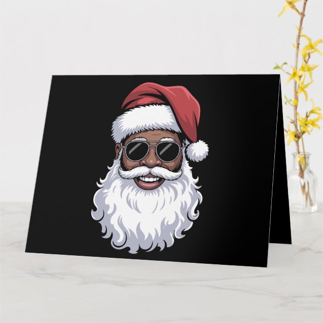 Jultomten Black Julafton Santa Afro African Americ Kort (Gul blomma)