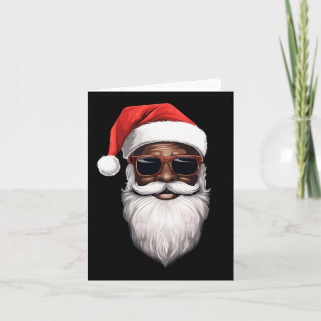 Jultomten Black Julafton Santa Afro African Americ Kort (Framsida)