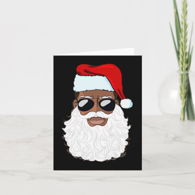 Jultomten Black Julafton Santa Afro African Americ Kort (Framsida)