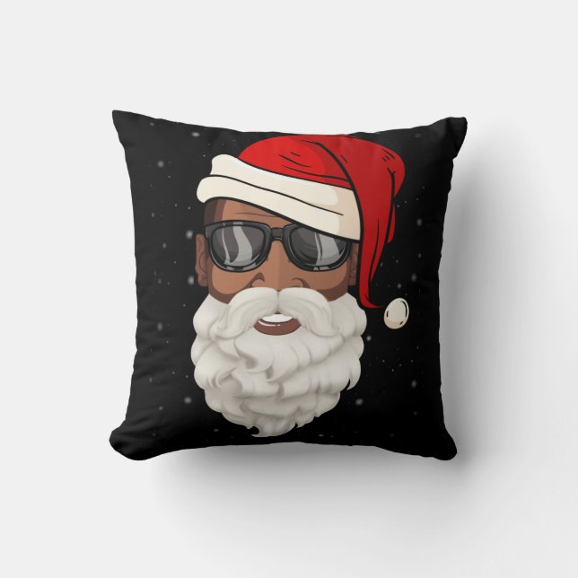 jultomten Black Julafton Santa Afro African Americ Kudde (Framsida)