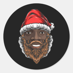 Jultomten Black Julafton Santa Afro African Americ Runt Klistermärke