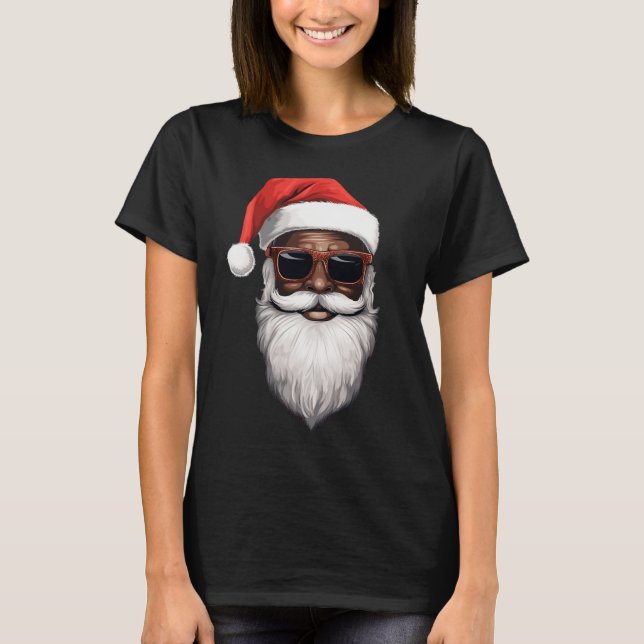 Jultomten Black Julafton Santa Afro African Americ T Shirt (Framsida)