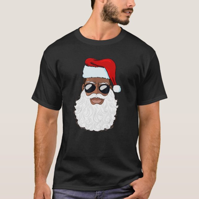 Jultomten Black Julafton Santa Afro African Americ T Shirt (Framsida)