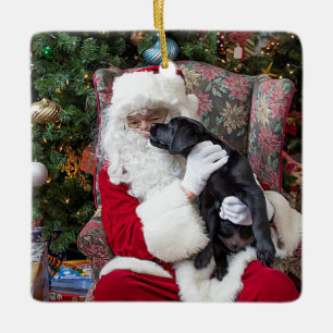Jultomten Black Labrador jul Cute Puppy Julgransprydnad Keramik