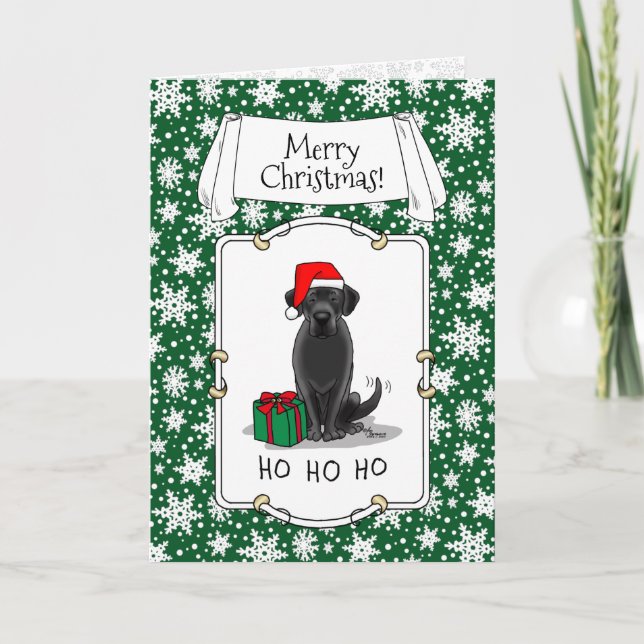 jultomten Black Labrador Retriever Cute Kort (Framsida)