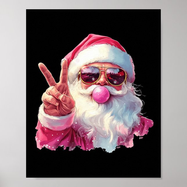 Jultomten Bloder Bubble Gum Rosa Sungles Kristus Poster (Framsidan)