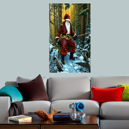 Jultomten borttappad i skogen | AI Art Poster