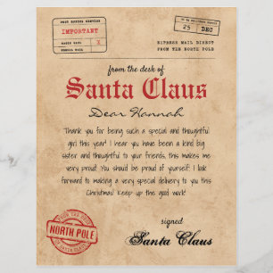 Jultomten Brev från Santa Vintage Printable