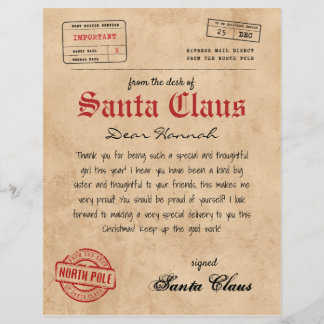 Jultomten Brev från Santa Vintage Printable