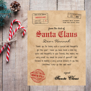 Jultomten Brev från Santa Vintage Printable