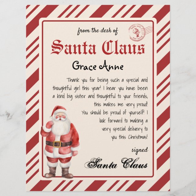 Jultomten Brev från Santa Vintage Printable (Framsida)